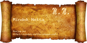 Mindek Netta névjegykártya